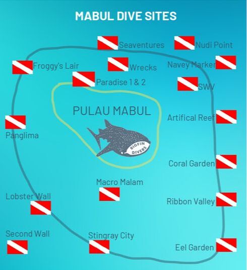 Mabul Island dive site map