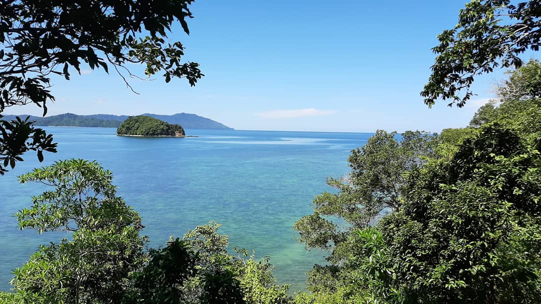 View of Pandan Island at Bigfin beach resort Sabah Borneo