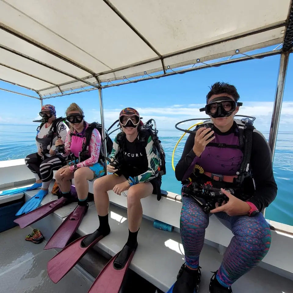 Scuba divers on dive boat Kota belud Sabah
